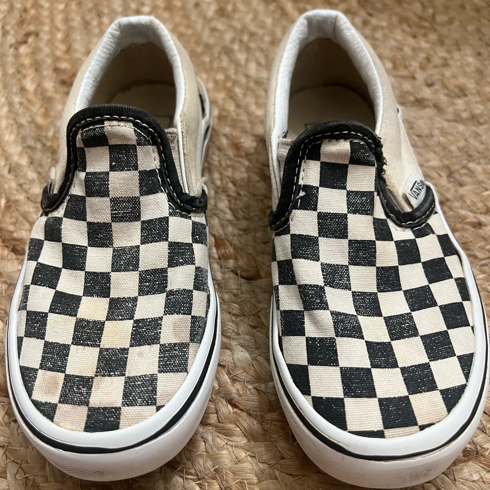 Vans Kids Black and White Checkered Slip-On Sneakers